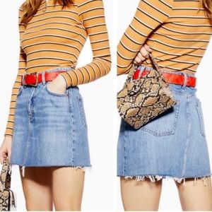 TOPSHOP Denim High Waisted Button Mini Skirt NWT